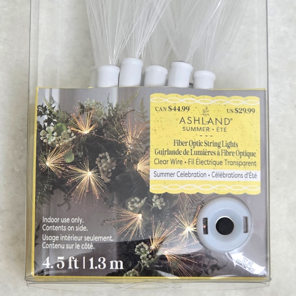 New Ashland Fiber Optic String Lights Warm White Battery Operated 4.5ft Timer - Picture 7 of 10